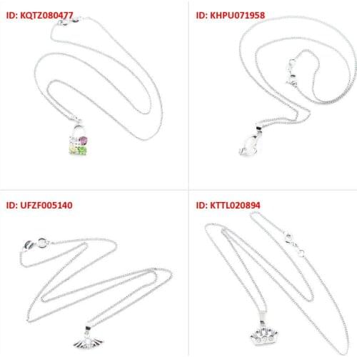 Fashion Jewelry Necklace Pendent Colorful Longevity Lock White Rhinestone Heart Shape Angel Wing Rhinestones Crown