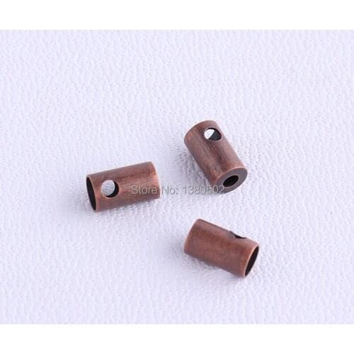 50pcs/lot copper color small size Cord End Caps metal necklace stopper for rope Bead Caps crimp ends