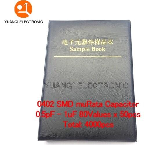 0402 Japan muRata SMD Capacitor Sample book Assorted Kit 80valuesx50pcs=4000pcs (0.5pF to 1uF)