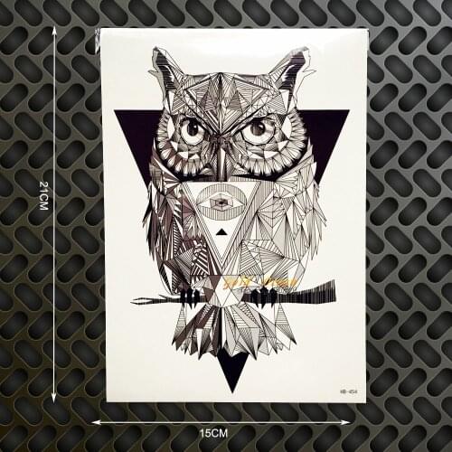 1PC Hot Sale Latest Designs Diamond Wise Owl Waterproof Tattoo Sticker GB454 3D Crystal Tattoo Car Styling Fake Flash Arm Tatoos