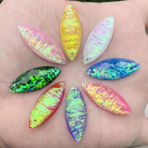 12*31mm 12pcs Shine Crystal AB Color Sew On Rhinestone Sew On Stones Spacer buttons for DIY Garment Jewelry -A22