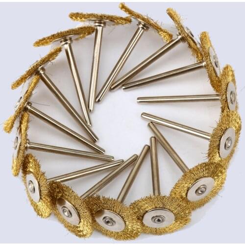 15PCS 3.17mm Shank Copper Wire Wheel Brushes Dremel Accessories Mini Drill Polishing Grinding For Grinder Rotary Tools 25mm