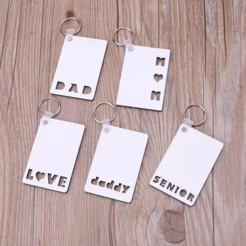 5 Pcs Wooden Hardboard Keychains Double Side Blank Square Keychains Sublimation Heat Transfer Keychains