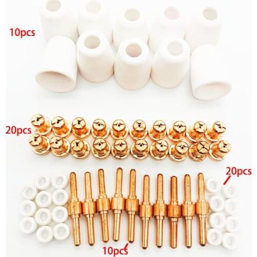 60Pcs/Set Ceramic + Metal Air Plasma Cutting Cutter Consumables Extended TIP Nozzles Electrode For PT31 LG40 Torch CUT-50D