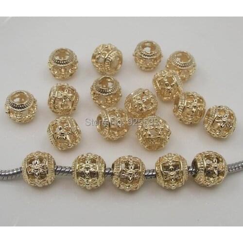 Free shipping 50pcs 11mm antique silver color small flower shape alloy beads fit European bracelet jewelry DIY snake bracelet308