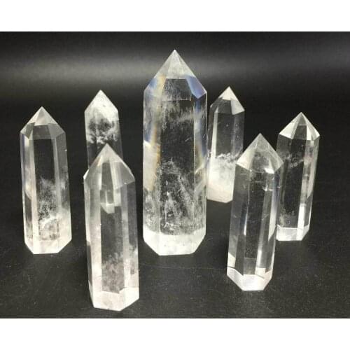 NATURAL CLEAR QUARTZ CRYSTAL TOWER POINT POLISHED HEALING WAND SET