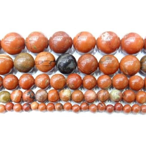 Red Natural Stone Jaspers Round Bead 15" Strand 4 6 8 10 12MM Diy Bracelet & Bangles Necklace Beads For Jewelry Making