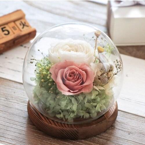 Diameter=10cm Antique Base Glass Dome Vase Wedding Home Decoration Glass Cover Friend Gift