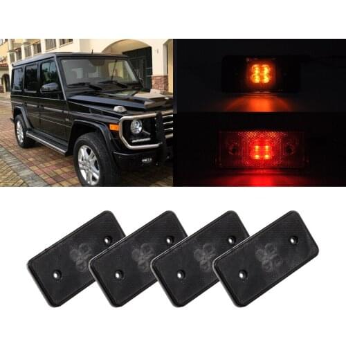 For Benz W463 G500 G550 G55 AMG G63 AMG 2002-2014 Smoked 4x Front Amber Rear Red Led Side Marker Lights Error Free
