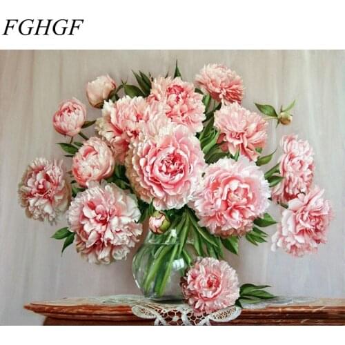 FGHGF Hot Selling Framed Flower DIY Painting By Numbers Wall Art DIY Canvas Oil Painting Home Decor