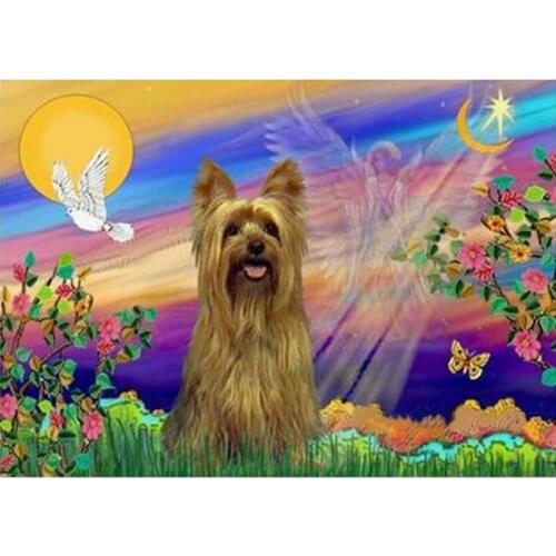 Needle Arts Crafts 5D Diy Diamond Painting Cairn Terrier Angel Full Square Mosaic Single Picture of Rhinestone Europe Wall Decor