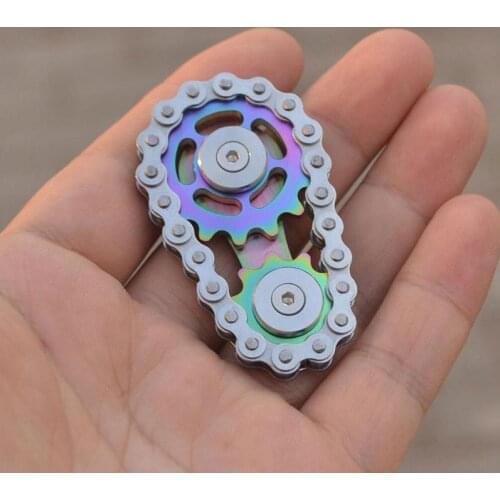 Fingertip Toys Gyro Sprocket Flywheel Fingertip Fidget Spinner Metal Toy Gear Chain Road Bike Spinner Kids Gifts Fingertip Gyro