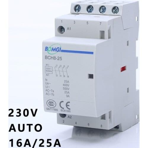 Contactor 4P 220V AC 16A 25A 4No 4Nc 2No 2Nc 3No 1Nc 3 Phase 16 25 Amp A 4 Polo 230 220 230V 4Na Din Rail Automatic Household