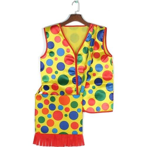 Clown Suit Vest Clown Bag Cosplay Role Playing Adult Men Boy Halloween Party Makeup Costumes