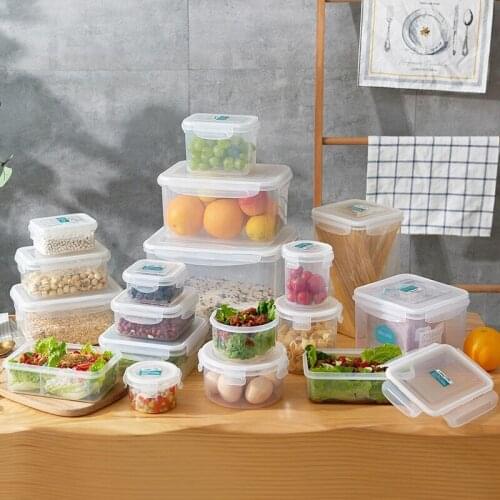 Round Rectangular Fresh-Keeping Box Food Containers Storage Boxes Kitchen Organizer Plastic Transparent Household Items