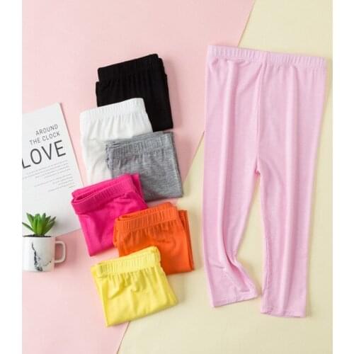 Summer candy color children leggings Modal soft cotton stretch casual fashion cute girls leggings kids sports pants