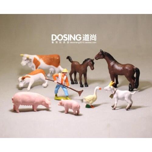 Miniature Simulation Animal Model Cute Pig Cow Sheep Collectible Figurine Pet Goose Action Figures Toys Kids Doll Home Decor