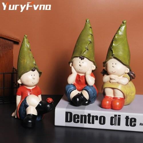 19cm Boy Miniature Figurine Statue Cute Elf Ornament For Indoor Garden Dwarf Home Resin Crafts Indoor And Outdoor Couple Decor