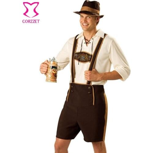 Mens Cosplay Oktoberfest German Festival Hollween Carnival Beer Costumes Burlesque Lederhosen Bavarian Clothing Costume