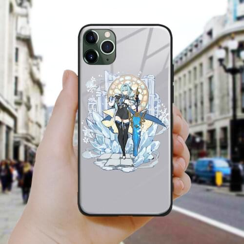 Genshin impact Eula fanart Soft Silicone Glass Phone Case Cover Shell For iPhone SE 6 6s 7 8 Plus X XR XS 11 12 Mini Pro Max