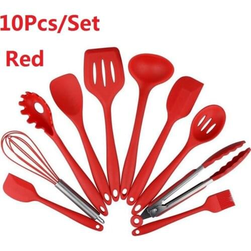 10pcs/set Kitchenware Set Non-stick Steel+silicone Spaghetti Fishing Scraper Colored Box Packaging All-in-one Strong And Durable