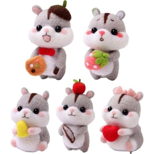DIY Wool for Felting Kit of Hamster Animal Handicraft Handmade Toy Doll Wool Felt Poked DIY Craft Material Package Home Decor