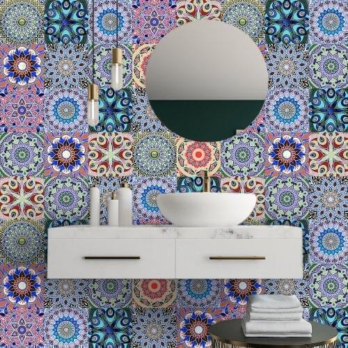 Mexican Style Simulation TileTransfers Wall Sticker For Kitchen Stairs Floor Vinyl Home Decoration Self-adhesive Art Wall Paster