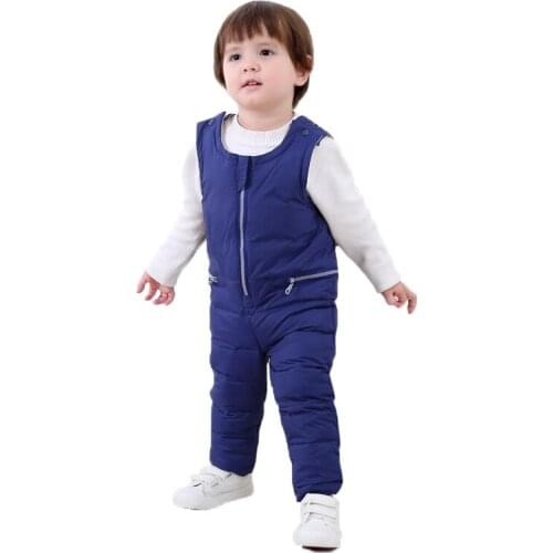 New Childrens Down Pants Warm Baby Girls Boys Overalls Thicken Baby Jumpsuits Kids Trousers Bodysuit For Boy 1-5 Years