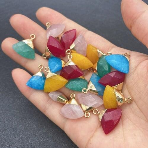 Wholesale Multicolor Triangle Shape Pendant Natural Stone for Jewelry Making DIY Handmade Accessories Beaded Decoration Fashion