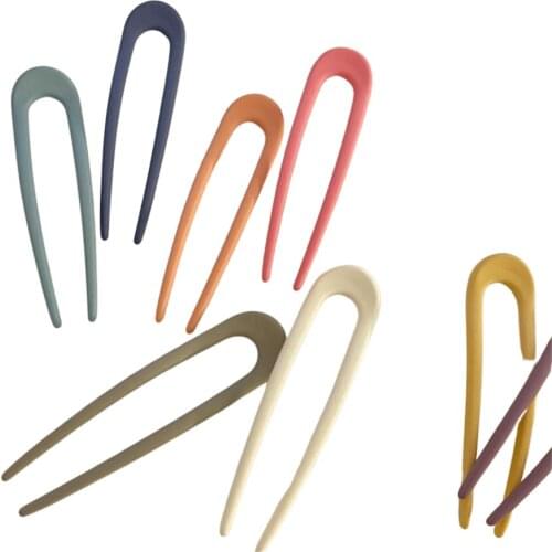 Candy Color Hair Sticks for Women Shell Hair Clip Minimalist U Shape Girls Hairpins Hair Bun Maker Headwear