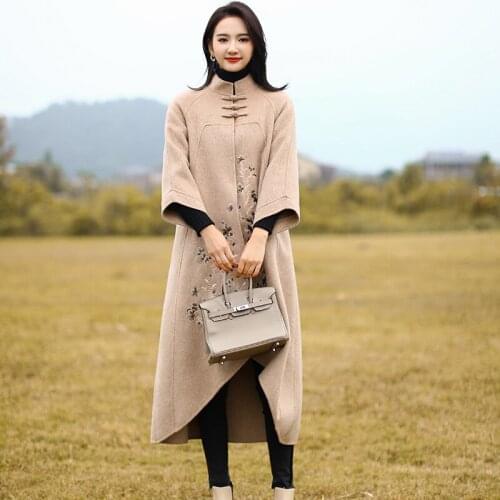 Coat Winter Women Real Wool Coat Female Elegant Double Side Woolen Coat Women Long Alpaca Jacket Manteau Femme 89520 en
