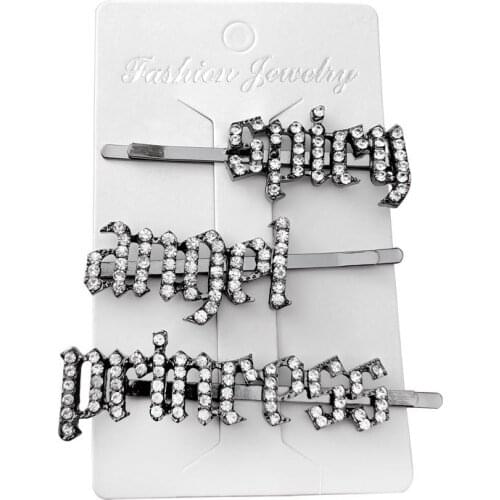 Simple Letter Rhinestone Hairpins Women Hair Clips Pins Barrettes Accessories For Women Girls Hair Hairclip Hairgrip Headdress