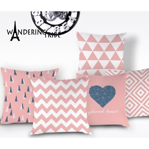 Nordic Simple Pillow Cases Pink Geometric Decorative Throw Pillows Cover Line Stripe High Quality Decor Sofa Cushion Covers Case