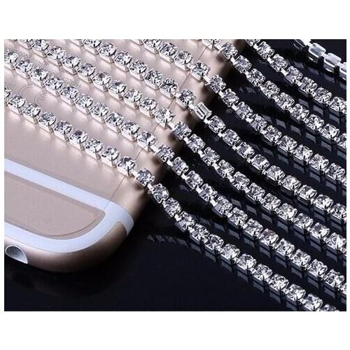 4mm silver base 10 yards each cup chain rhinestone trimming close gap not normal gap crystal color for bracelet accessory