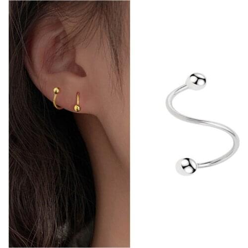 Pure 925 Sterling Silver Earrings For Women Jewelry Simple Fashion Gold Screw Piercing Earrings Female Charm Accessories