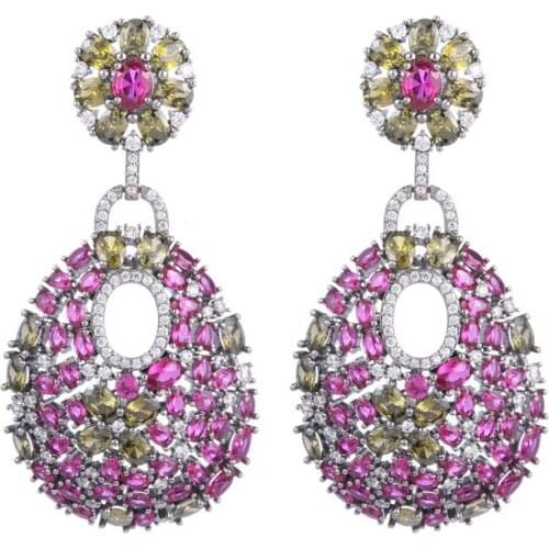 Europe and America Exaggerated Geometric Dangle Earrings for Female 2021 New Trend Jewelry Cubic Zirconia Water Drop Earring