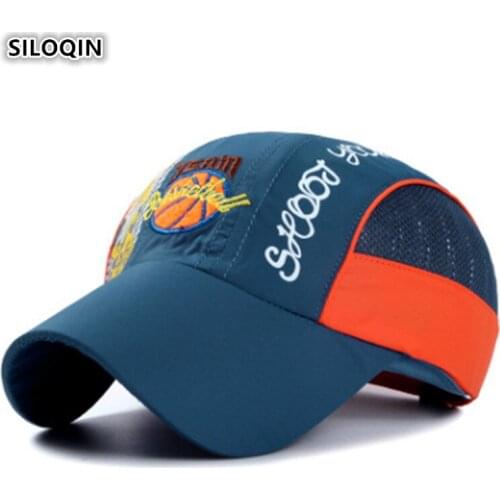 SILOQIN New Trend Summer Quick-drying Boys Sports Baseball Caps Adjustable Letter Mesh Breathable Girls Visor Hat Snapback Cap