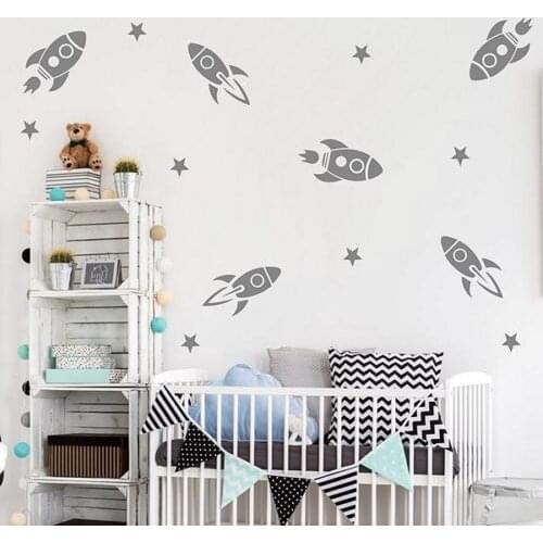 Rocket Stars style Art wall Stickers for kids room boys bedroom wall decals DIY vinyl wallpaper vinilos parede Mural A692