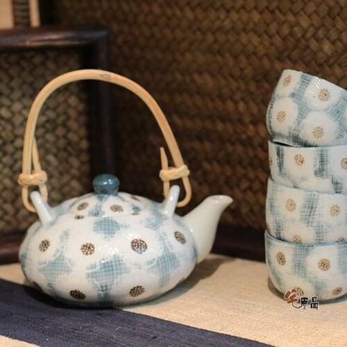 Japanese tea pot teapot cup combination suit ceramic Kung Fu porcelain tea set handmade teaware kettle vintage gift box