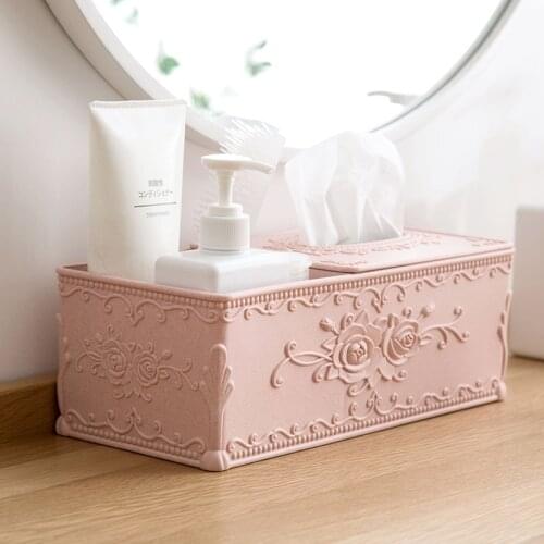 European Style Carved ABS Tissue Box Living Room Coffee Table Tray Home Desktop Napkin Multi-Purpose Tissue Storage Box