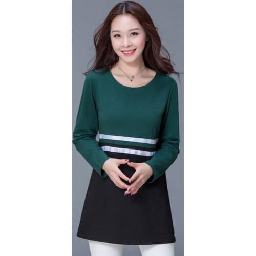 M-4XL Plus Size Top 2018 Autumn Korean Women Clothing Casual Loose Long Sleeve Patchworkv Oversized T-shirts Large Size Tee