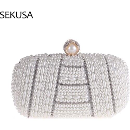 Vintage Beading Party Handbags Diamonds Luxury Wedding Brial Holder Purse Pearl Female New Design Evening Bags