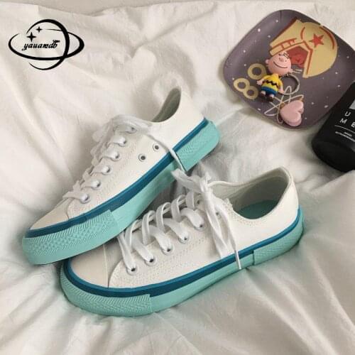 35-40 Womens Vulcanize Canvas Shoes Female Spring Summer Lace-Up Mixed Colors Comfortable Wear-Resisting Ladies Footwear Hy34