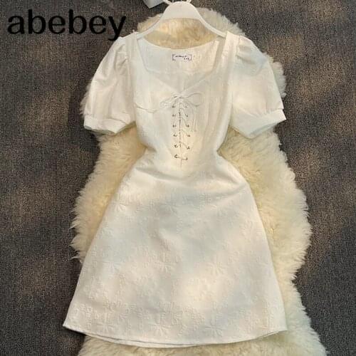 Women Ruched Satin Dress Korean Puff Sleeve Party Dresses 2021 Summer Sexy Streetwear Short Dress