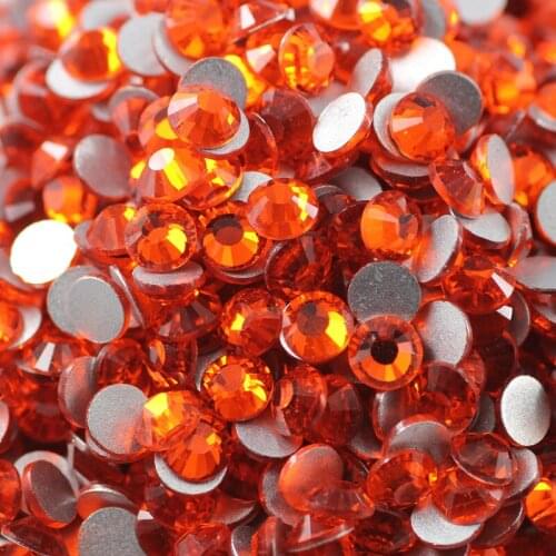 100pcs Cute Crystal Orange Round Flatback Crystal Nail Rhinestone Different Sizes SS3-20 RS-15