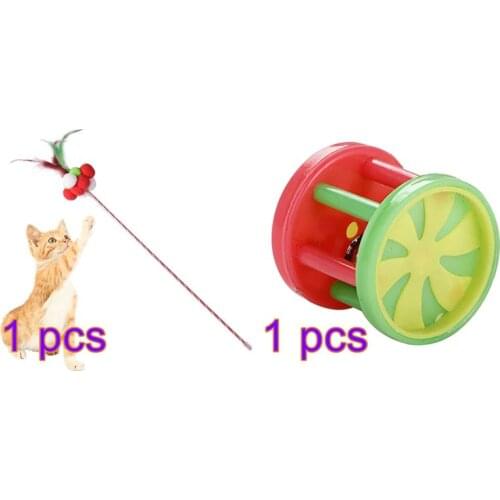 2pcs Cat toys bell Cat Ball Toy Kitten Cat Toys Pet Cat Teaser Christmas Faux Feather Cat Wand Pet Accessories