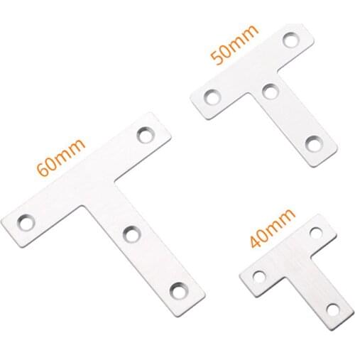 5Pcs T Style Stainless Steel Corner Brackets Plain Angle Bracket Board Support Furniture Hardware