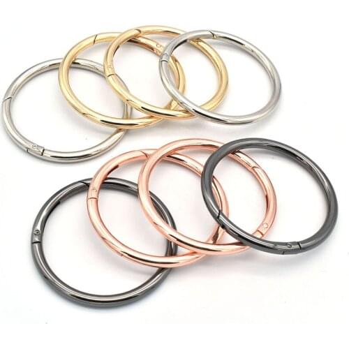 61mm Gold Metal Spring Ring Round Ring Gate Spring Snap Hook Gate O Ring Round Push Snap Hooks for Purses and Handbags - 2pcs