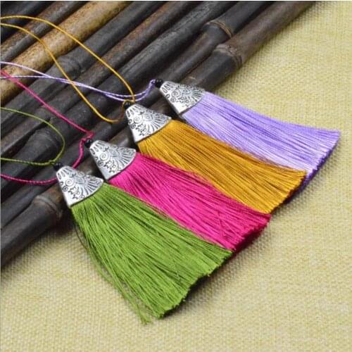 20 PCS 8.5CM Satin Silk Tassel Key chain Tassels For Jewelry Diy Charms Earring Other Decorate