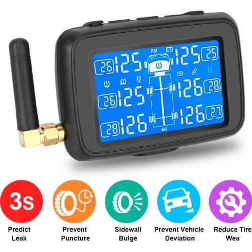 Wireless Tire Pressure Monitoring System Auto Truck BUS TPMS Replaceable Battery Tire Pressure Sensor with 6 External Sensors